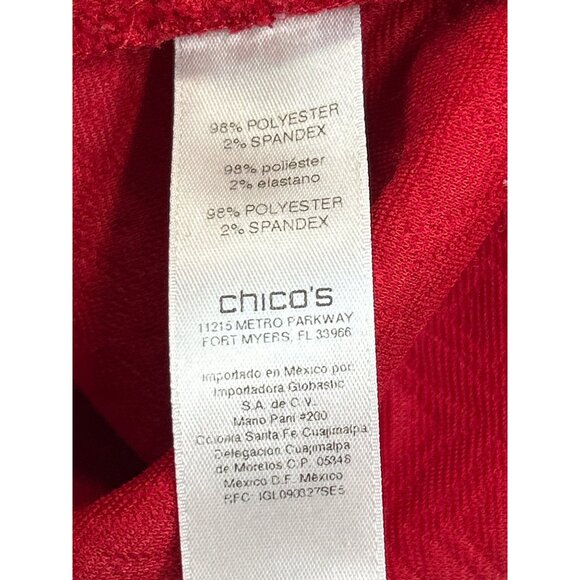 Chicos‎ Blazer Jacket Womens Size 1 Red Textured Knit Snap Closure - Picture 4 of 7